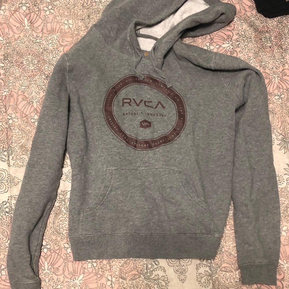 Grey RVCA Hoodie Sweatshirt
